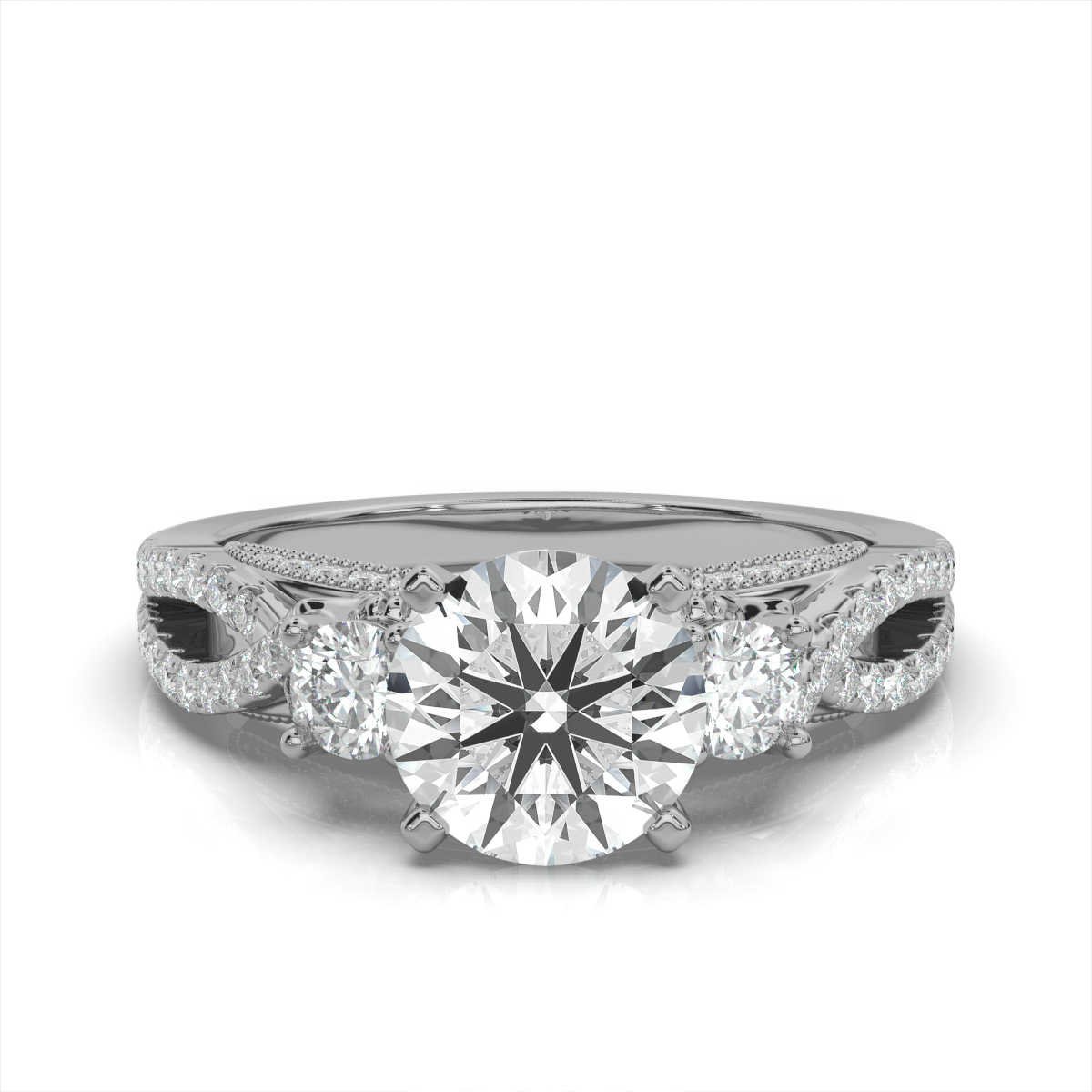 950 Platinum 2.6ct Round Natural Diamond Micro Prong Engagement Ring