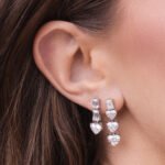 950 Platinum 3.85ct Baguette And Heart Cut Moissanite Diamond Earring - Image 2