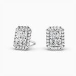 950 Platinum 2.20ct Radiant Lab Diamond Halo Women Stud Earring - Image 2