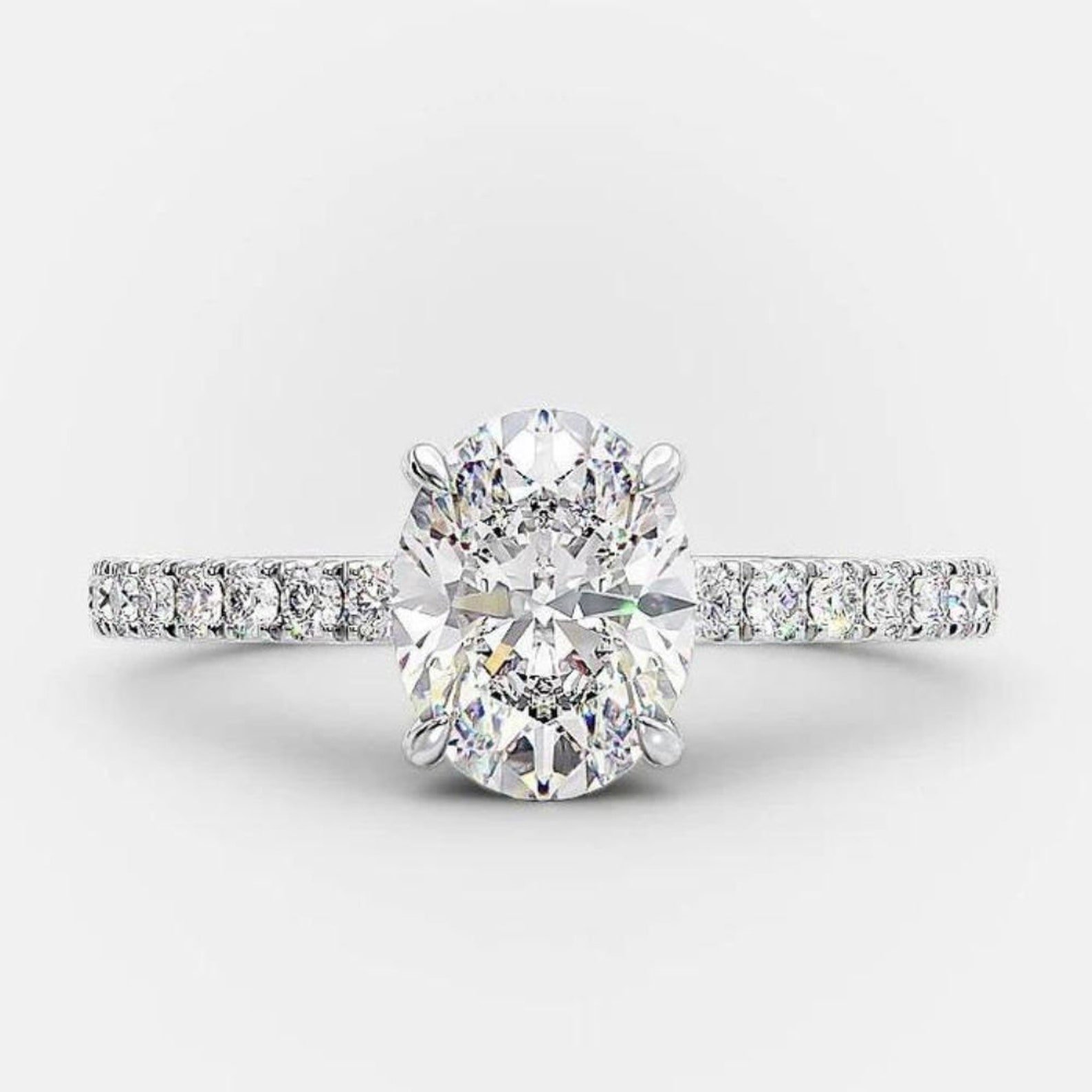 950 Platinum 2.95ct Oval Natural Diamond Hidden Halo Engagement Ring