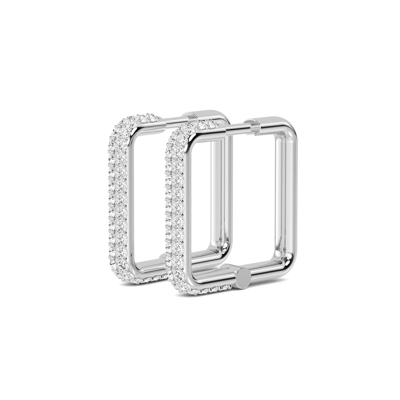 950 Platinum 0.67ct Moissanite Diamond Pave Rectangular Hoop Earrings