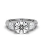 950 Platinum 2ct Super Cut Natural Diamond U Shape Milestone Ring