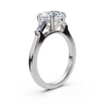 950 Platinum 2ct Super Cut Natural Diamond Baguette Engagement Ring - Image 3