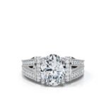 950 Platinum 2ct Oval Natural Diamond Split Shank Engagement Ring