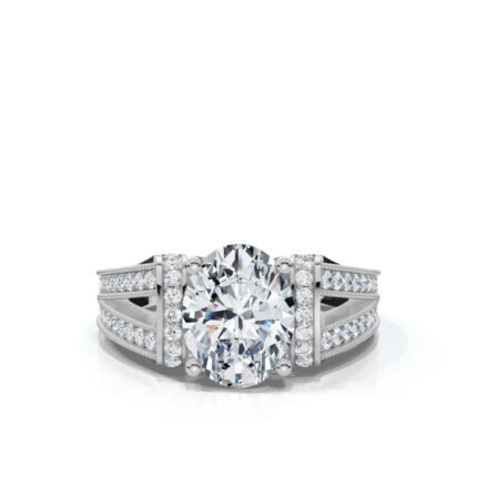 950 Platinum 2ct Oval Natural Diamond Split Shank Engagement Ring
