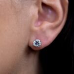 950 Platinum Lab Diamond 4-Prong Screwback Stud Earrings - Image 3