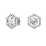 950 Platinum 1.68ct Hexagon Moissanite Diamond Halo Earrings - Image 2