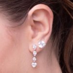 950 Platinum Pear And Heart Lab Diamond Waterfall Earring - Image 2
