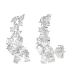 950 Platinum 3.87ct Mixed Moissanite Diamond Fancy Ear Climbers - Image 2