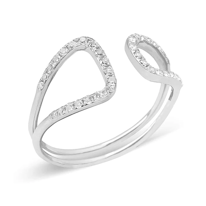 950 Platinum 0.18ct Offset Lab Diamond Open Statement Ring