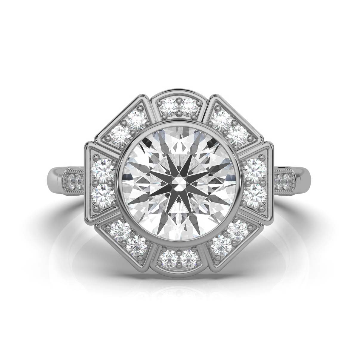 950 Platinum 2.3ct Round Natural Diamond Halo Engagement Ring