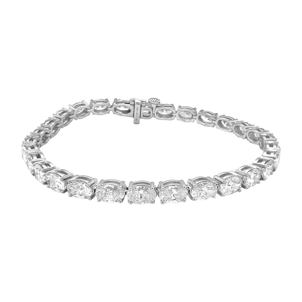 950 Platinum 11.85ct Oval Lab Diamond Tennis Unisex Bracelet