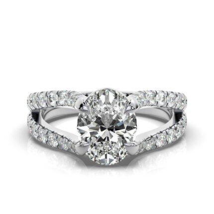 950 Platinum 2ct Oval Natural Diamond Split Shank Engagement Ring