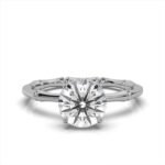 950 Platinum 2ct Round Natural Diamond Micro Prong Engagement Ring