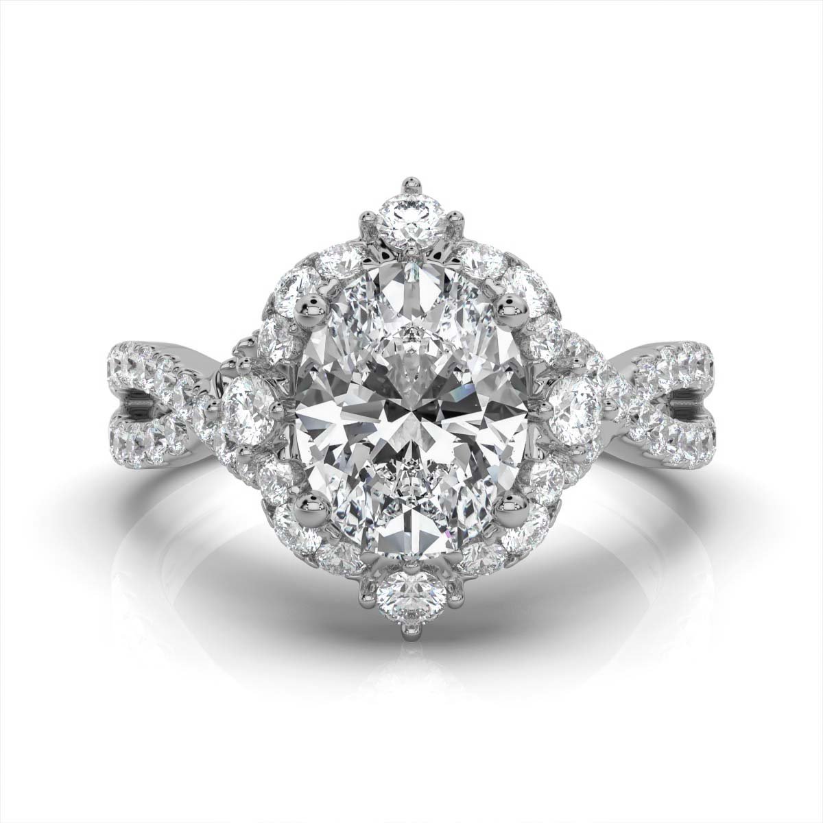950 Platinum 2ct Super Cut Lab Diamond Halo Engagement Ring