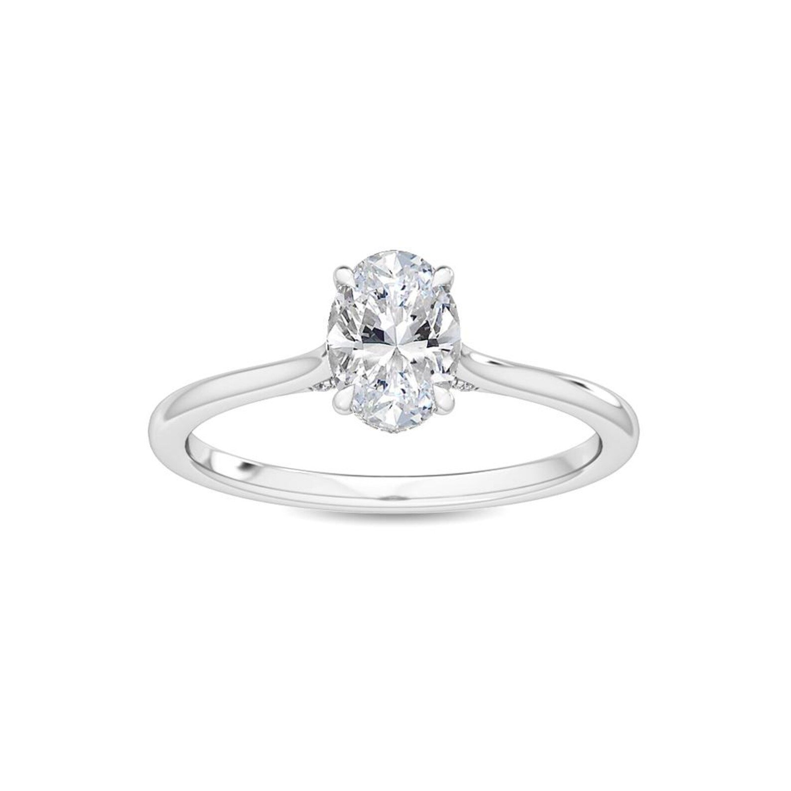 950 Platinum 0.72ct Oval Moissanite Diamond 4-Prong Solitaire Engagement Ring