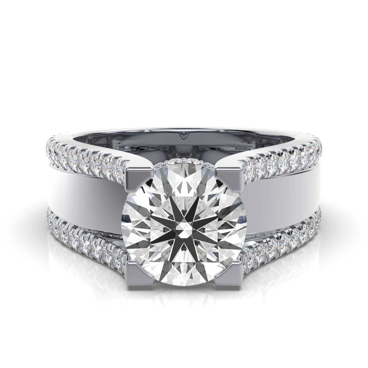 950 Platinum 2ct Round Natural Diamond Engagement Ring