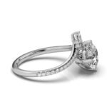 950 Platinum 2ct Round Moissanite Diamond V Shaped Engagement Ring - Image 3