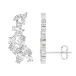 950 Platinum 3.87ct Mixed Moissanite Diamond Fancy Ear Climbers - Image 3
