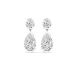 950 Platinum 2.19ct Pear & Round Cut Lab Diamond Earrings
