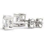 950 Platinum 1ct Princess Cut Moissanite Diamond 4 Prong Stud Earrings - Image 3