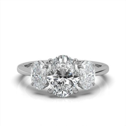 950 Platinum 2ct Oval Natural Diamond Prong Engagement Ring
