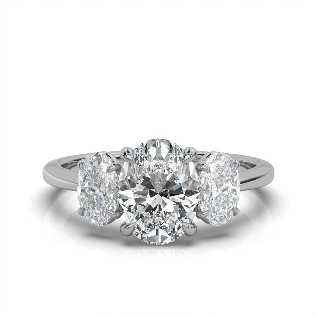 950 Platinum 2ct Oval Natural Diamond Prong Engagement Ring