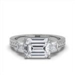 950 Platinum 2.6ct Emerald Moissanite Diamond Solitaire Ring