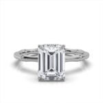 950 Platinum 2ct Emerald Lab Diamond Micro Prong Engagement Ring
