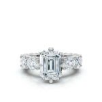 950 Platinum 2ct Emerald Natural Diamond Solitaire Engagement Ring