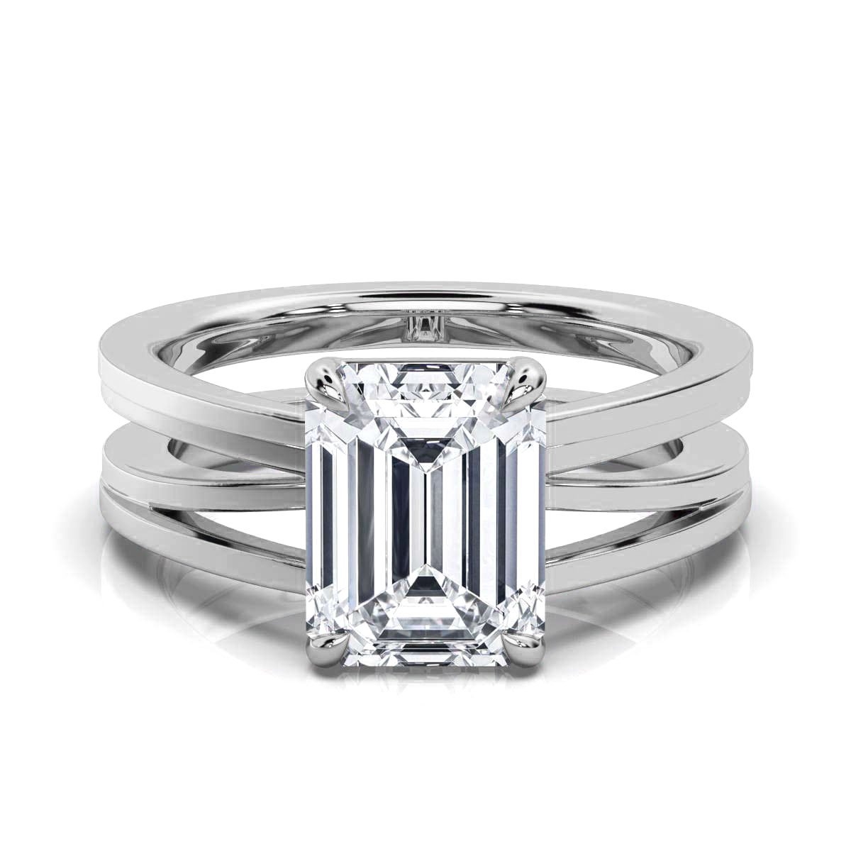 950 Platinum 2ct Emerald Cut Moissanite Diamond Solitaire Engagement Ring