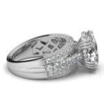 950 Platinum 3ct Oval Moissanite Diamond Halo Engagement Ring - Image 3