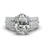 950 Platinum 3ct Oval Moissanite Diamond Halo Engagement Ring