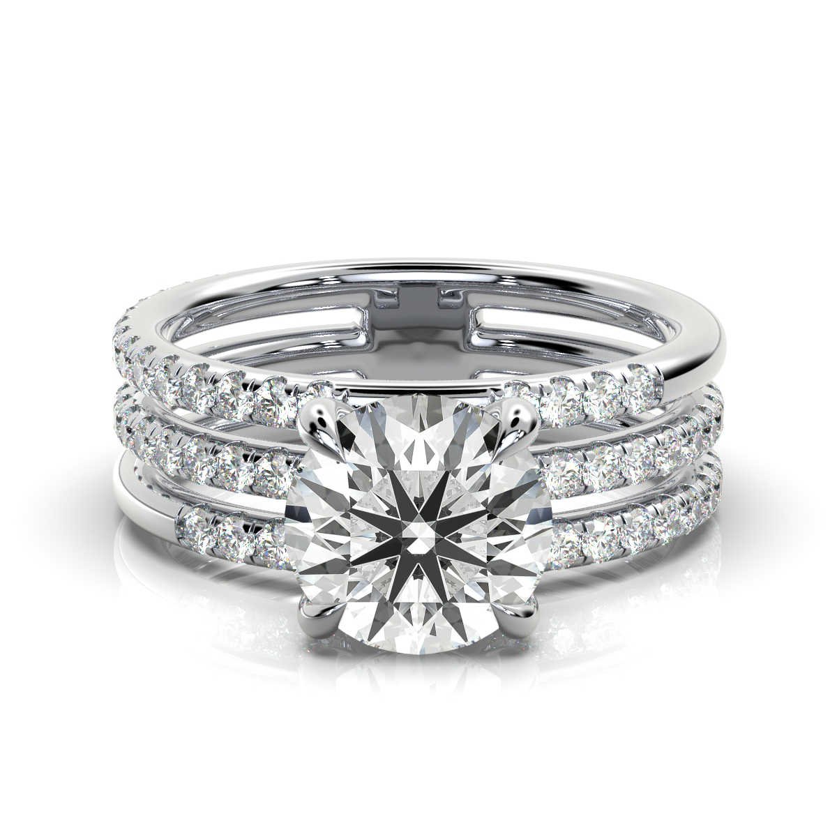 944374_6fb49e7e1f09473eb15c145e2aa2413cmv2.jpg 950 Platinum 2ct Super Cut Natural Diamond Tripple Row Engagement Ring - Image 1