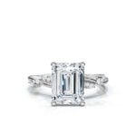 950 Platinum 2ct Emerald Lab Diamond Solitaire Engagement Ring