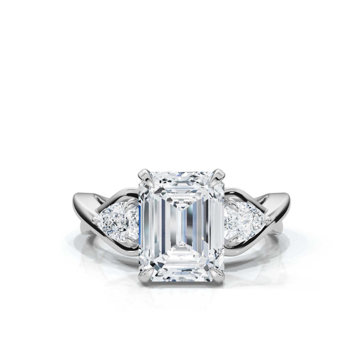 944374_9533ba14701d4dba8b9eca5ca1d60894mv2.jpg 950 Platinum 2ct Emerald Lab Diamond Three Stone Engagement Ring - Image 1