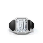 950 Platinum 2ct Emerald Cut Moissanite Diamond Plain Metal Engagement Ring