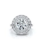 950 Platinum 3ct Super Cut Round Natural Diamond Halo Engagement Ring - Image 3