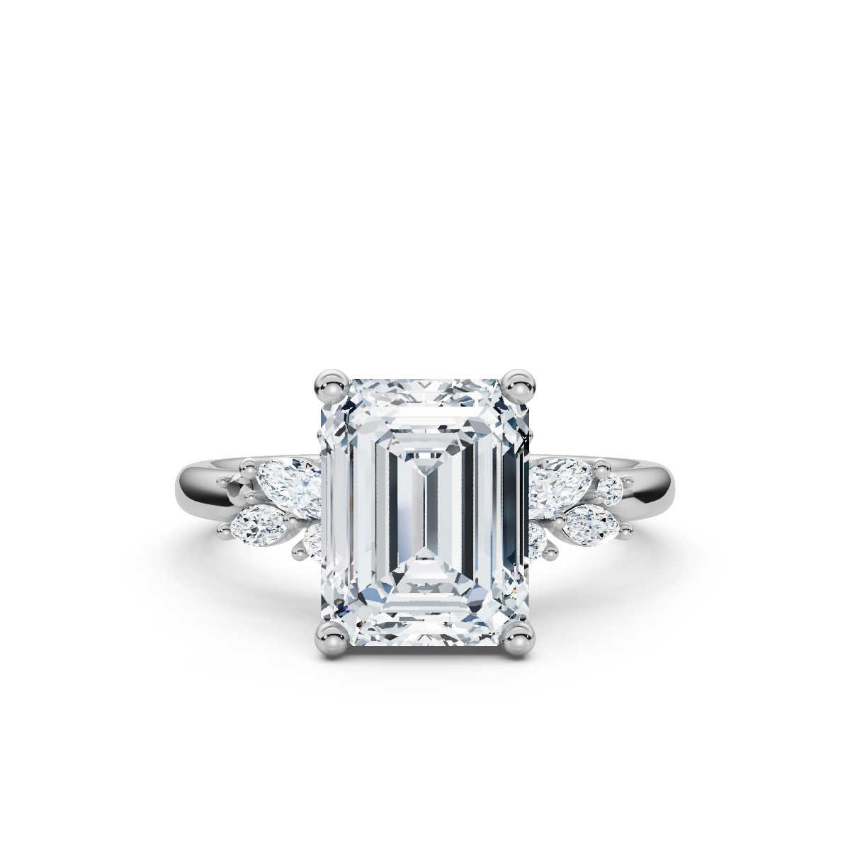 950 Platinum 2ct Emerald Lab Diamond Solitaire Engagement Ring