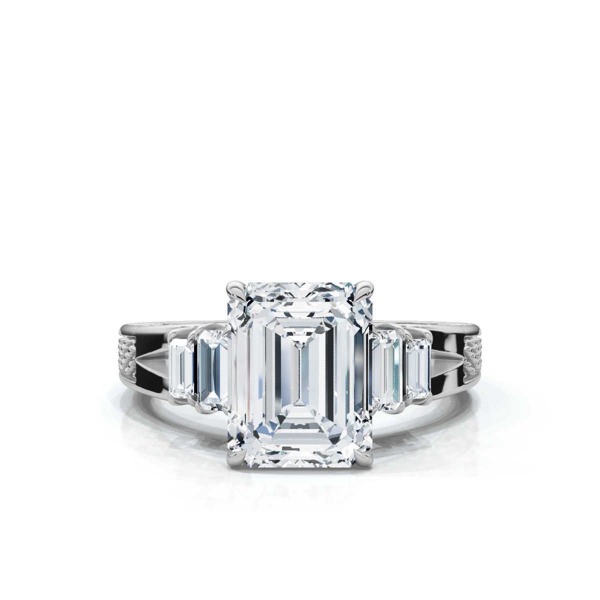 950 Platinum 2ct Emerald Cut Lab Diamond Engagement Ring