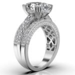 950 Platinum 3ct Oval Moissanite Diamond Halo Engagement Ring - Image 4