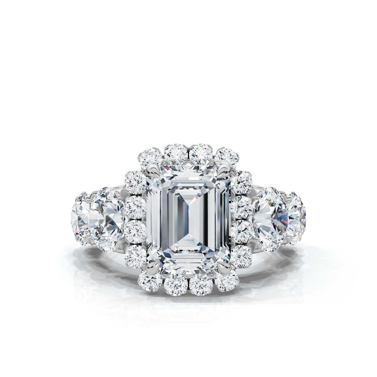 950 Platinum 2ct Emerald Lab Diamond Solitaire Engagement Ring