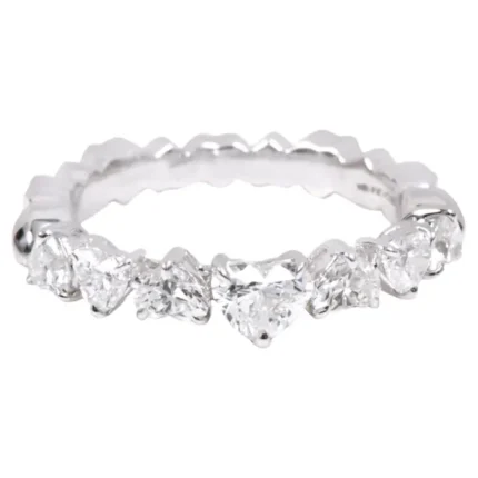 950 Platinum 1.35ct Heart-Shape Natural Diamond Band Ring