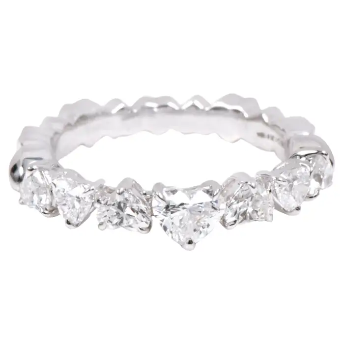 950 Platinum 1.35ct Heart-Shape Natural Diamond Band Ring