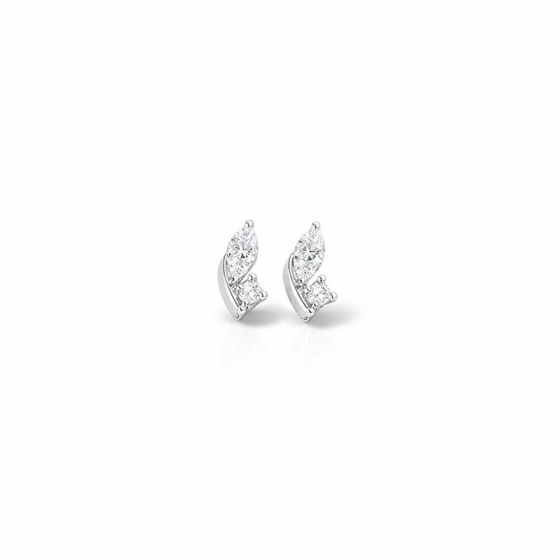 0.035 CT Diamond Leaf Helix Screw Back Earring in 950 Platinum with Prong Setting