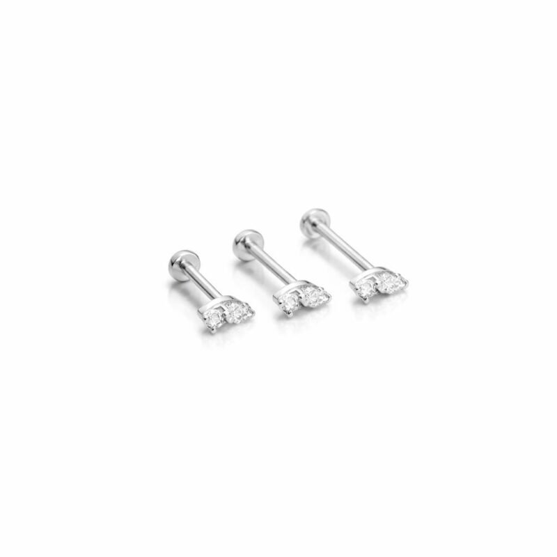 0.035 CT Diamond Leaf Helix Screw Back Earring in 950 Platinum with Prong Setting