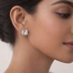 Asscher Cut Diamond Bezel Set Stud Earrings in 950 Platinum
