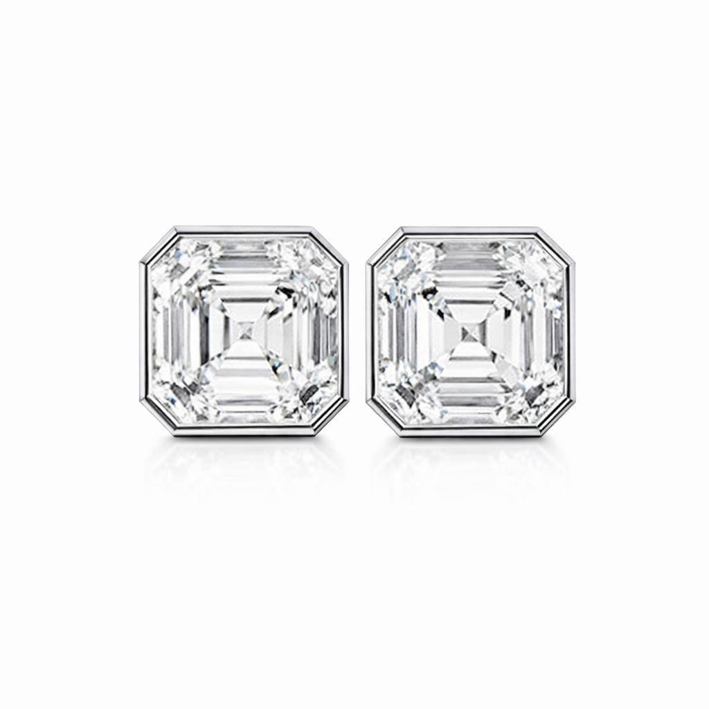 Asscher Cut Diamond Bezel Set Stud Earrings in 950 Platinum Asscher Cut Diamond Bezel Set Stud Earrings in 950 Platinum