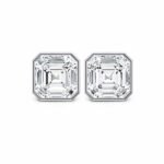 Asscher Cut Diamond Bezel Set Stud Earrings in 950 Platinum