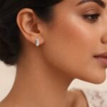 Baguette Cut Diamond Solitaire Stud Earrings in 950 Platinum with Classic Prong Setting